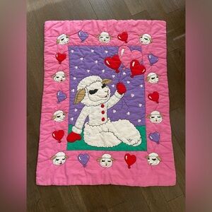 Vintage 90s lamb chop baby blanket‎